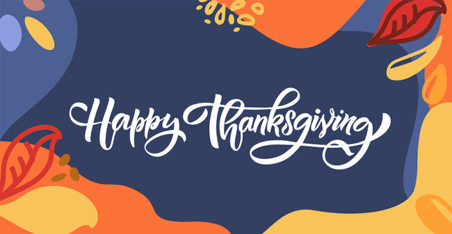 Hand Drawn Thanksgiving Typography Poster. Celebration Quote Hap
